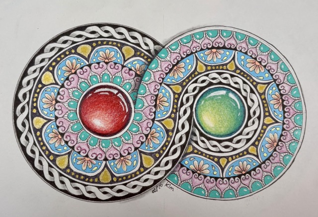 De infinity mandala of lemniscaat getekend door Kim Vermeer.