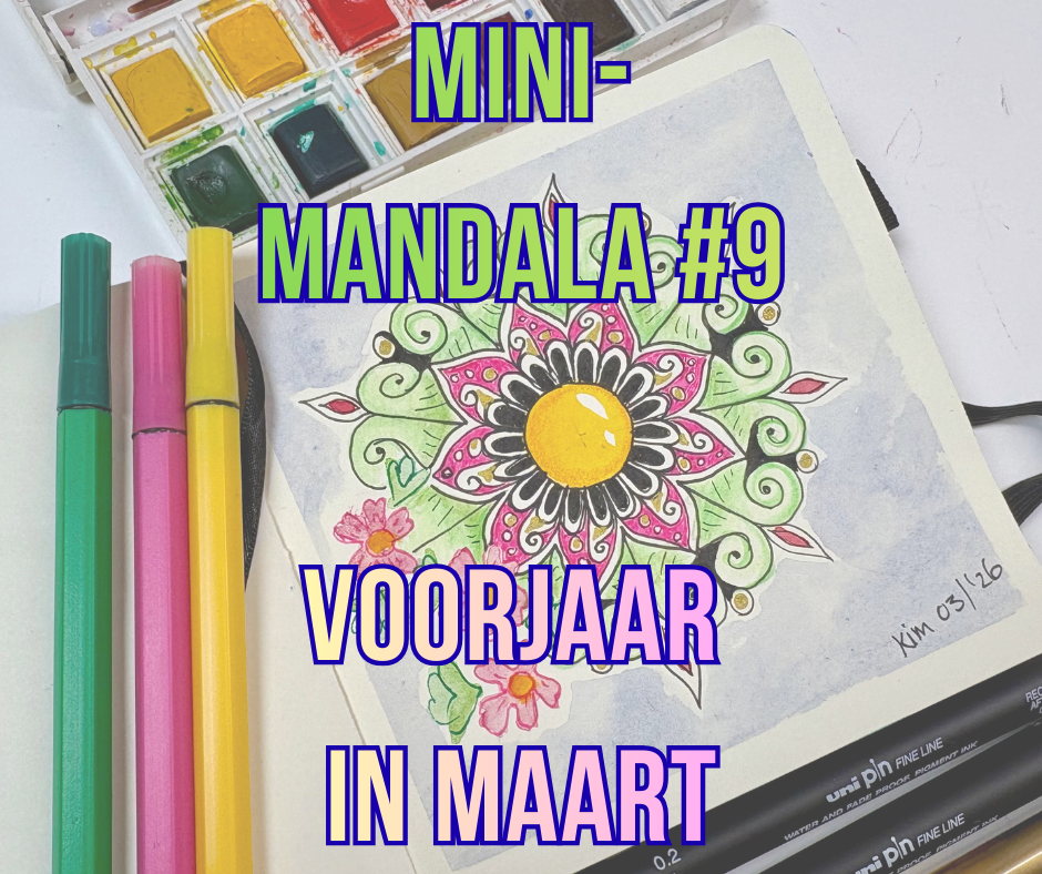 MiniMandala 9 2026 community Mini-mandala tekenen met aquarel en kleurpotlood voorjaar thema.