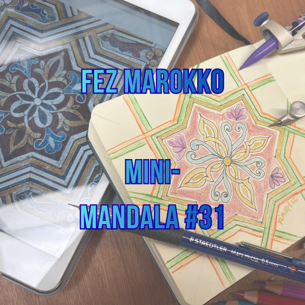 Geometrisch tegelpatroon met 8-puntige ster uit Fez, Marokko, inspiratiebron voor Mini-Mandala 31