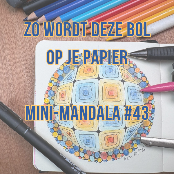 Bolle gekleurde mini-mandala in geel en blauw, Mini-Mandala #43 van Mandala Academie